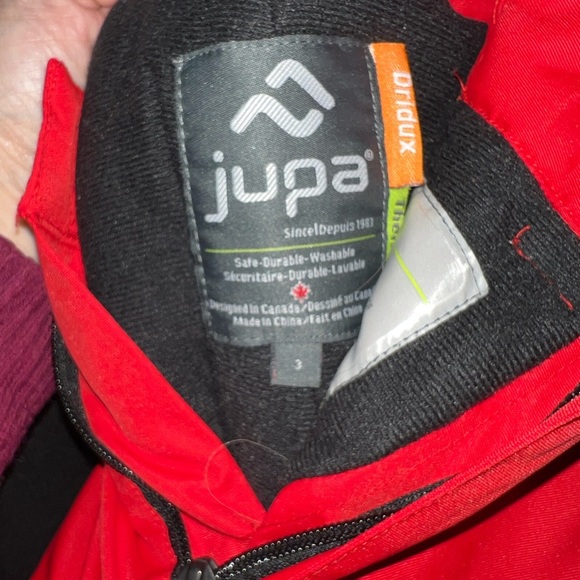 Jupa Red and Black Snow Bib Overalls - Picture 3 of 3
